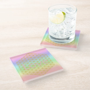 Dessous-de-verre En Verre Pastell flower of life Mandala energy
