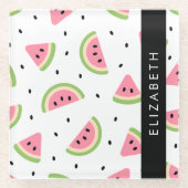 Dessous-de-verre En Verre Pastèque Rose, Pâtes De Pâques, Votre Nom (Devant)