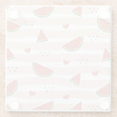 Dessous-de-verre En Verre Pastèques rouges, Coeurs, Grandes Pâtes, Motif d'é (Dos)