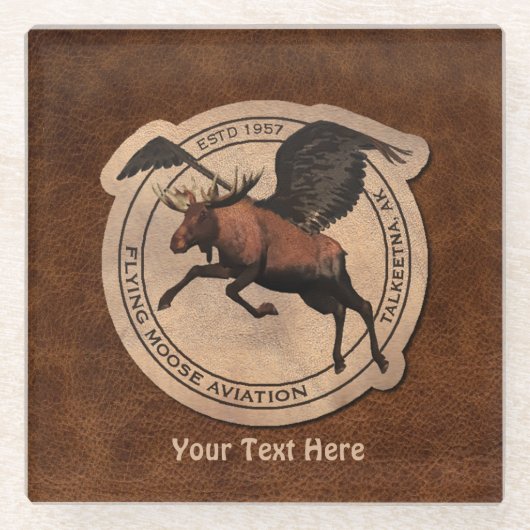 Dessous-de-verre En Verre Patch Flying Moose Aviation (Devant)