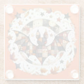 Dessous-de-verre En Verre Patchwork Chat d'Halloween aux couleurs d'automne (Dos)