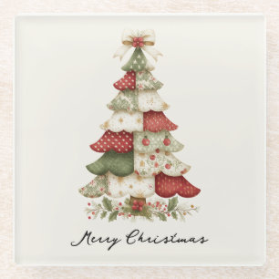 Dessous-de-verre En Verre Patchwork Christmas Tree
