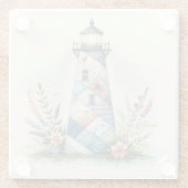 Dessous-de-verre En Verre Patchwork Lighthouse Coastal Floral Scene (Dos)