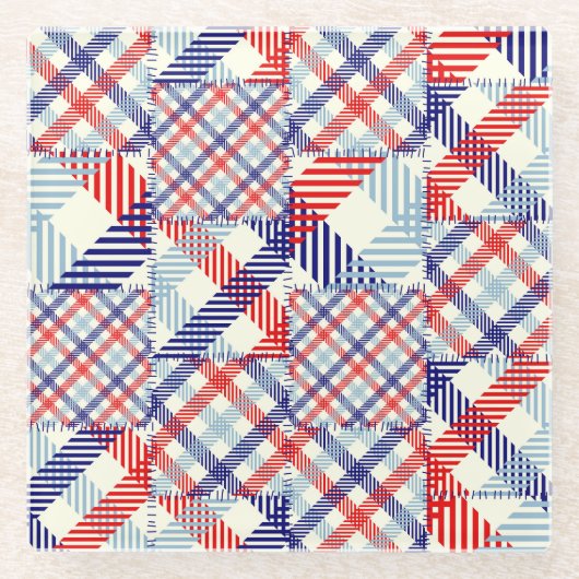 Dessous-de-verre En Verre Patchwork Plaid Classique : Motif Carré (Devant)