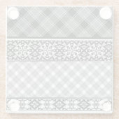 Dessous-de-verre En Verre Patchwork rayé noir et blanc avec dentelle (Dos)