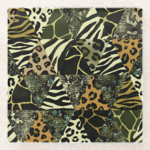 Dessous-de-verre En Verre Patchwork Safari : Poster de animal aquarelle.
