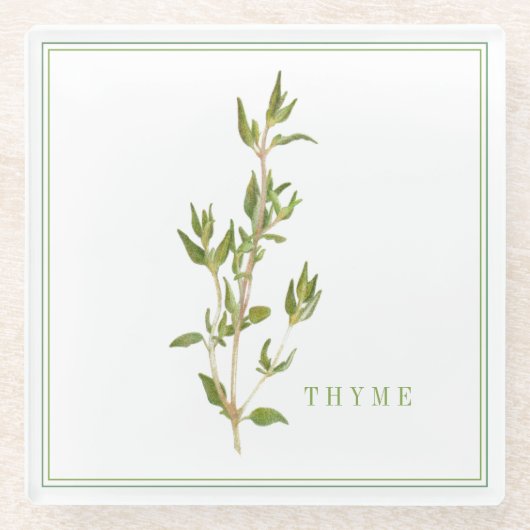 Dessous-de-verre En Verre Pâte de boisson fraîche en verre THYME (+texte) (Devant)