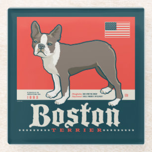 Dessous-de-verre En Verre Patriotique Boston Terrier