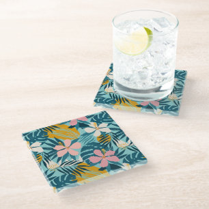 Dessous-de-verre En Verre Pattern tropical hibiscus