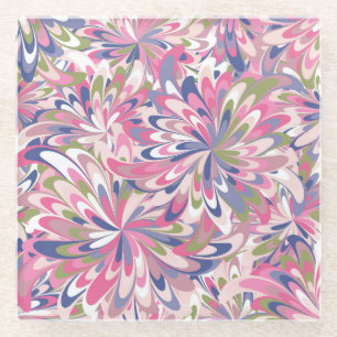 Dessous-de-verre En Verre Pattern with fancy pink flowers
