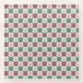 Dessous-de-verre En Verre Patters de Red and Green (Devant)