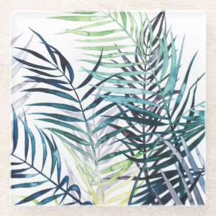 Dessous-de-verre En Verre Paumes crépusculaires - feuille tropical
