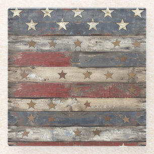 Dessous-de-verre En Verre Pays/Americana Principale en détresse