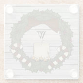 Dessous-de-verre En Verre Pays primitif Ferme Holly Monogram Wreath (Dos)