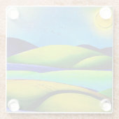 Dessous-de-verre En Verre Paysage de Green Hills (Dos)