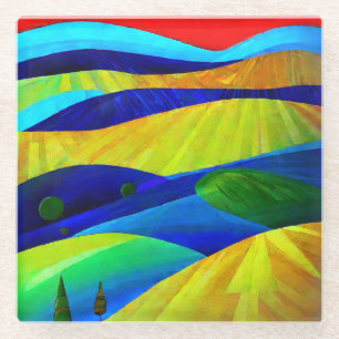 Dessous-de-verre En Verre Paysage de Rainbow Imaginaire Hills