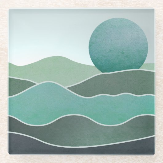 Dessous-de-verre En Verre Paysage du monde Turquoise (Devant)