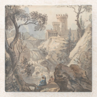 Dessous-de-verre En Verre Paysage italien avec château - Paul Sandby