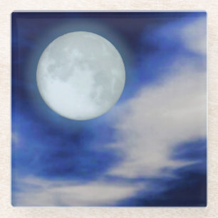 Dessous-de-verre En Verre Paysage lunaire avec les nuages éclairés par la