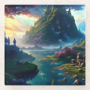 Dessous-de-verre En Verre Paysage pittoresque Quatre