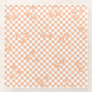 Dessous-de-verre En Verre Peach Fuzz Cherry En vichy Motif