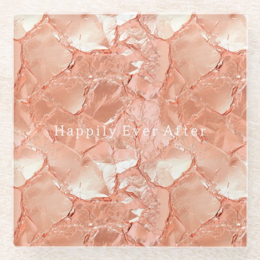 Dessous-de-verre En Verre Peach Rose or Mariage (Devant)