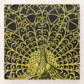Dessous-de-verre En Verre Peacock Gold Art Nouveau (Devant)