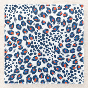 Dessous-de-verre En Verre Peau léopard : motif vintage sans soudure.