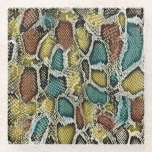 Dessous-de-verre En Verre Peaux de serpent colorées : conception transparent