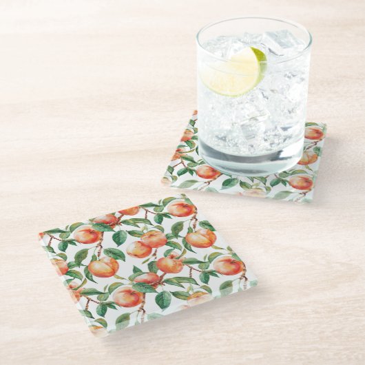 Dessous-de-verre En Verre Pêches Fruit (Incliné)