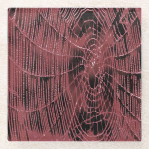 Dessous-de-verre En Verre Peinture Abstraite D'Un Cobweb Magenta Rose