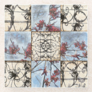 Dessous-de-verre En Verre Peinture abstraite lambrissée de Scrollwork