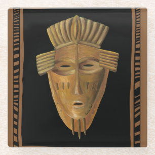 Dessous-de-verre En Verre Peinture africaine de masque par Chariklia Zarris