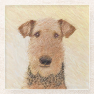 Dessous-de-verre En Verre Peinture Airedale Terrier - Cute Original Art