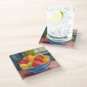 Dessous-de-verre En Verre Peinture aquarelle d'un bol de fruits