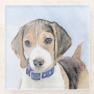 Dessous-de-verre En Verre Peinture beagle - Cute Original Chien Art