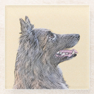 Dessous-de-verre En Verre Peinture belge Tervuren - Cute Original Chien Art