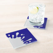 Dessous-de-verre En Verre Peinture blanche sur Ultramarine bleu (Incliné)