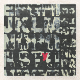 Dessous-de-verre En Verre Peinture d'alphabet par le Normand Wyatt