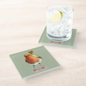 Dessous-de-verre En Verre Peinture d'aquarelle d'oiseau de Robin (Incliné)