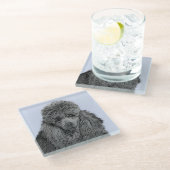 Dessous-de-verre En Verre Peinture de caniche Miniature Jouet noir Art origi (Incliné)