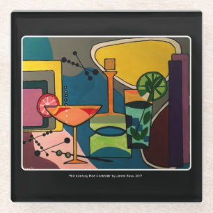Dessous-de-verre En Verre Peinture "de cocktails de mod de la moitié du