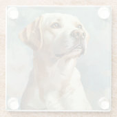 DESSOUS-DE-VERRE EN VERRE PEINTURE DE JAUNE LABRADOR RETRIEVER CHIEN (Dos)