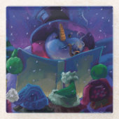 Dessous-de-verre En Verre Peinture de lecture en hiver (Devant)