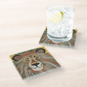 Dessous-de-verre En Verre Peinture de lion (Incliné)
