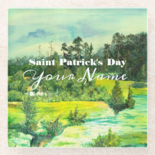 Dessous-de-verre En Verre peinture de vallée verte Aquarelle