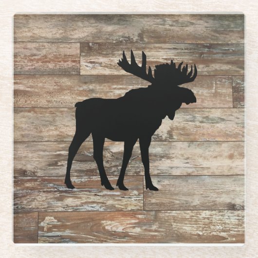 Dessous-de-verre En Verre Peinture en bois d'orignal style rustique (Devant)