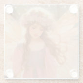 Dessous-de-verre En Verre Peinture Imaginaire Fée Rose Cute (Dos)