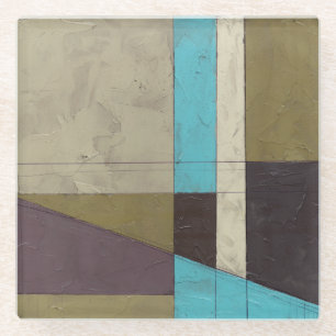 Dessous-de-verre En Verre Peinture minimaliste contemporaine avec couleur pr