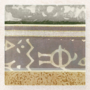 Dessous-de-verre En Verre Peinture Motif Tribale contemporaine